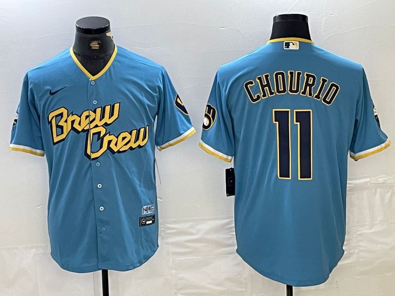 Men Milwaukee Brewers #11 Chourio Light Blue 2024 Nike Game MLB Jersey->milwaukee brewers->MLB Jersey